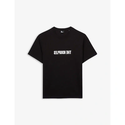 The Kooples Mens Black Slogan-print Regular-fit Cotton T-shirt