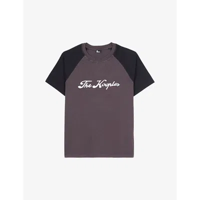 The Kooples Logo-print Oversized Cotton-blend T-shirt In Black Washed