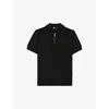 The Kooples Mens Black Zip-neck Regular-fit Knitted Polo T-shirt