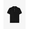 The Kooples Mens Black Zip-neck Regular-fit Knitted Polo T-shirt In Black