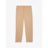 The Kooples Mens Camel Pressed-crease Straight-leg Cotton Trousers In Camel