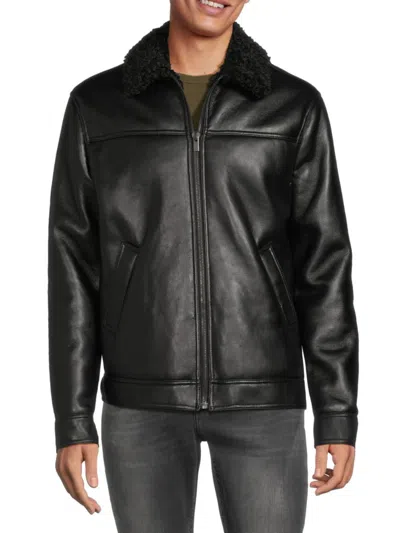 The Kooples Men's Faux Fur Lined Faux Leather Jacket In Black