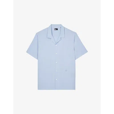 The Kooples Mens Lavender Straight-cut Hawaiian-collar Woven Shirt