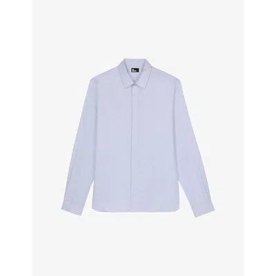 The Kooples Mens Light Blue Classic-collar Straight-cut Cotton Shirt