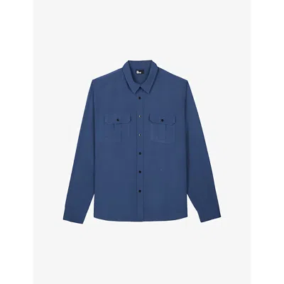 The Kooples Mens Middle Navy Classic-collar Straight-cut Woven Shirt