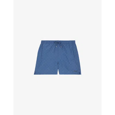 The Kooples Mens Middle Navy Graphic-print Regular-fit Woven Swim Shorts