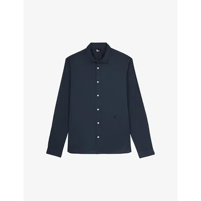 The Kooples Mens Navy Classic-collar Regular-fit Cotton-voile Shirt