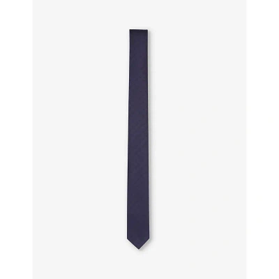 The Kooples Mens Navy Jacquard-skull Silk Tie