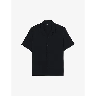 The Kooples Mens Navy Relaxed-fit Short-sleeve Woven Shirt