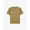 THE KOOPLES MENS 'WHAT IS?'-PRINT LOGO-PRINT COTTON T-SHIRT OLIVE