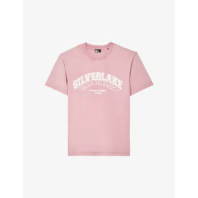 The Kooples Men's Pink Wood 'silverlake' And Logo-print Cotton-jersey T-shirt