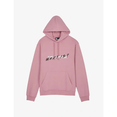The Kooples Mens Pink Wood Slogan-print Relaxed-fit Cotton Hoody