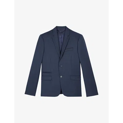 The Kooples Notch-lapel Fitted Wool Jacket In Navy