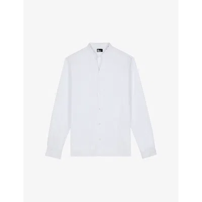 The Kooples Mens White Classic-collar Regular-fit Long-sleeve Cotton Shirt