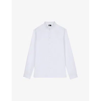 The Kooples Mens White Italian-collar Regular-fit Cotton Shirt