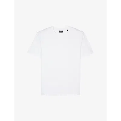 The Kooples Mens White Logo-embroidered Short-sleeve Cotton T-shirt