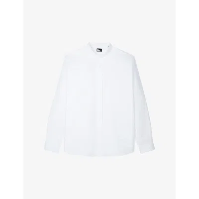 The Kooples Mens White Officer-collar Regular-fit Cotton Shirt