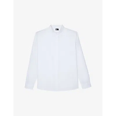 The Kooples Mens White Officer-collar Regular-fit Oxford-cotton Shirt