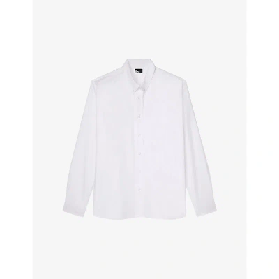 The Kooples Mens White Regular-fit Long-sleeve Cotton Shirt