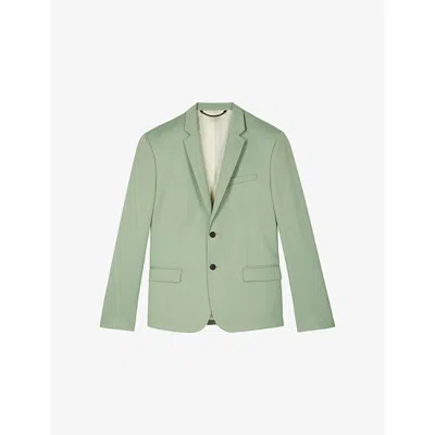 The Kooples Mens Almond Green Notch-lapel Single-breasted Wool Blazer