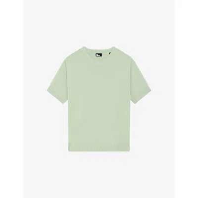 The Kooples Mens  Round-neck Short-sleeve Cotton-blend Jumper In Green