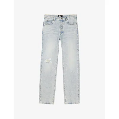 The Kooples Mens Baby Blue Distressed Straight-leg Jeans