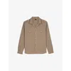 The Kooples Mens  Patch-pocket Long-sleeved Cotton Overshirt In Beige / Brown / Black
