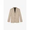 The Kooples Mens  Lapel-collar Single-breasted Checked Cotton-blend Blazer In Beige-brown