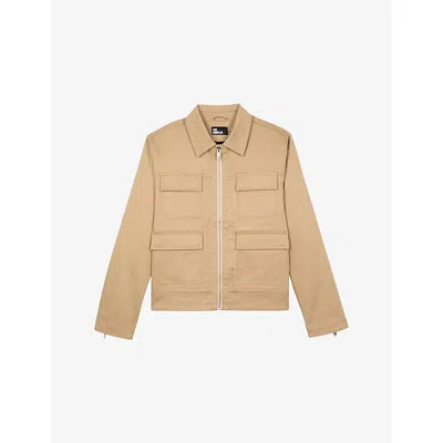 The Kooples Mens  Four-pocket Stretch-cotton Jacket In Brown