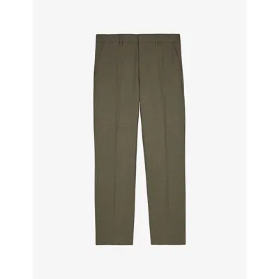 The Kooples Mens Straight-leg Regular-fit Wool Trousers Beige Melange