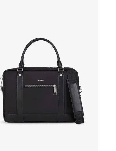 The Kooples Mens Black Branded Leather Briefcase