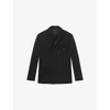 The Kooples Mens Black Crest-appliqué Double-breasted Woven Blazer In Black