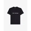 The Kooples Mens  Crewneck Brand-print Cotton-jersey T-shirt In Black