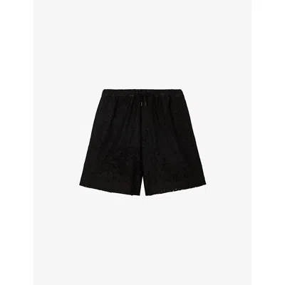 The Kooples Mens Black Drawstring-waist Regular-fit Stretch-cotton Shorts Xl