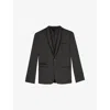 The Kooples Mens Black Grey Shawl-collar Single-breasted Stretch Wool-blend Blazer In Black Grey