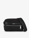 The Kooples Mens Black Logo-embossed Zip-up Leather Messenger Bag In Black