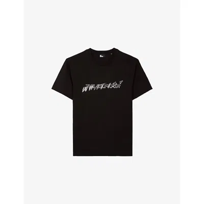 The Kooples Mens  Logo-print Short-sleeve Cotton T-shirt In Black