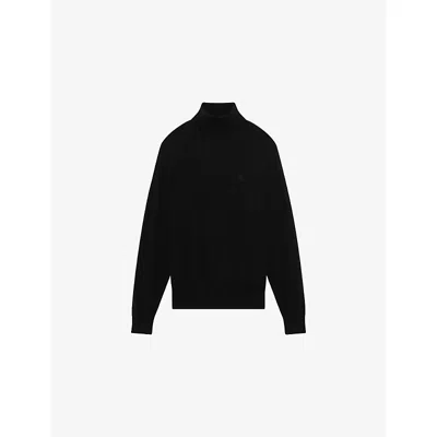 The Kooples Mens Black Roll-neck Long-sleeve Wool Jumper