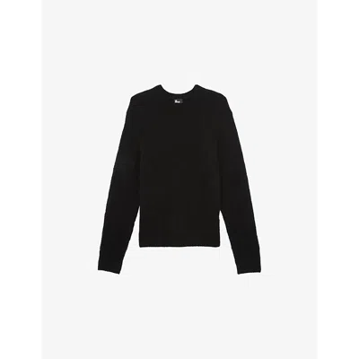 The Kooples Mens  Crewneck Knitted Jumper In Black Stone
