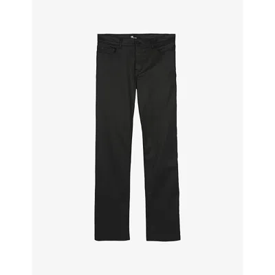The Kooples Mens  Straight-leg Regular-fit Faux-leather Jeans In Black