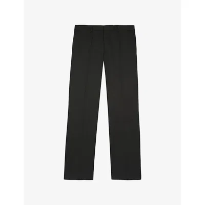 The Kooples Mens Black Tapered-leg Mid-rise Stretch-cotton Trousers
