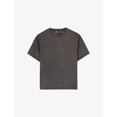 The Kooples Mens Black Washed Brand-embroidered Cotton-jersey T-shirt