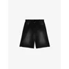 The Kooples Mens Black Washed Faded Raw-edge Cotton Bermuda Shorts In Black