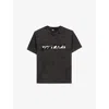 The Kooples Mens Black Washed Logo-print Short-sleeve Cotton T-shirt In Black