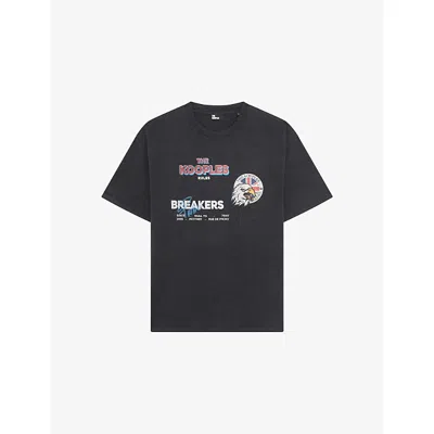 The Kooples Mens Black Washed Rules Breakers Brand-print Cotton-jersey T-shirt Xl