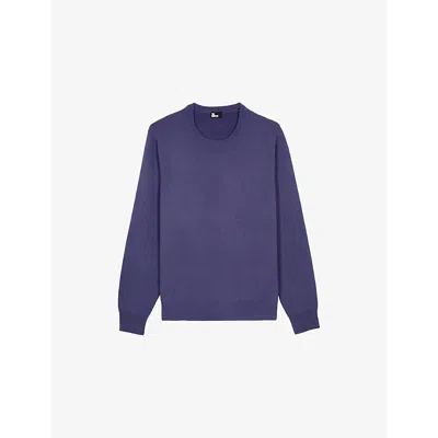 The Kooples Mens Blue Atlantique Crewneck Regular-fit Cashmere-blend Jumper