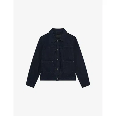 The Kooples Mens Blue Electric Patch-pocket Regular-fit Denim Jacket