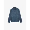 The Kooples Printed Long Sleeve Button Front Shirt In Blue