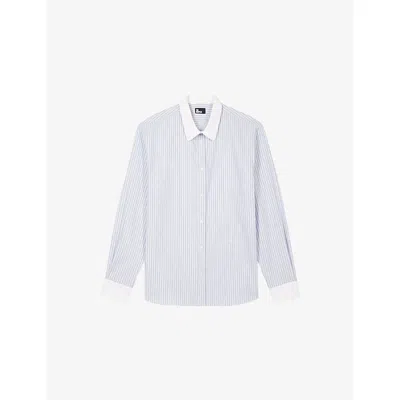 The Kooples Mens  Striped Slim-fit Cotton Shirt In White