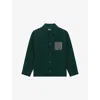 The Kooples Mens Bottle Green Crest-embossed Patch-pocket Wool-blend Overshirt Xl In Multi